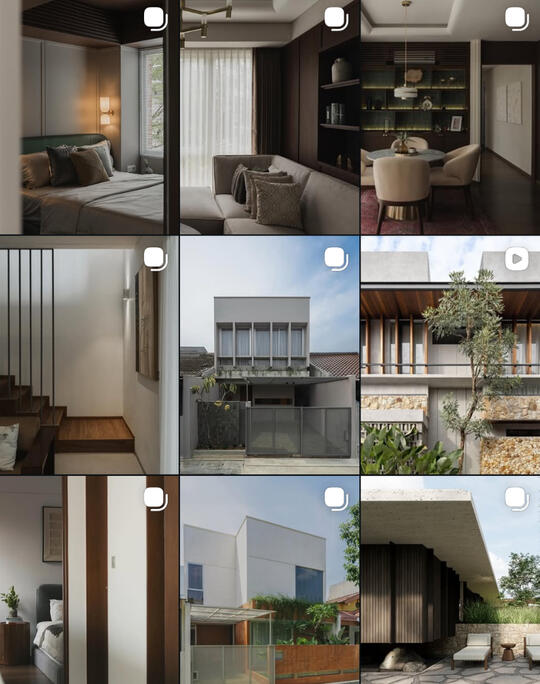 Social media feed grid of interior and architecture content managed by Kapsule